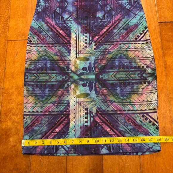 Tanoa Womens Dress Size Medium Blue Abstract Hawaiian Tapa Aloha Art to Wear - Picture 11 of 11